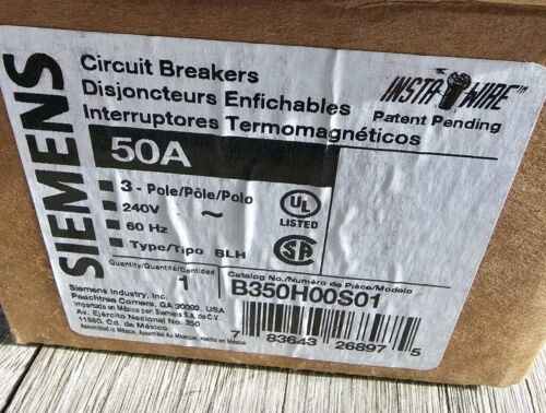 B350H00S01 - Siemens - 3P 50 Amp Shunt Trip Circuit Breaker No Warranty 