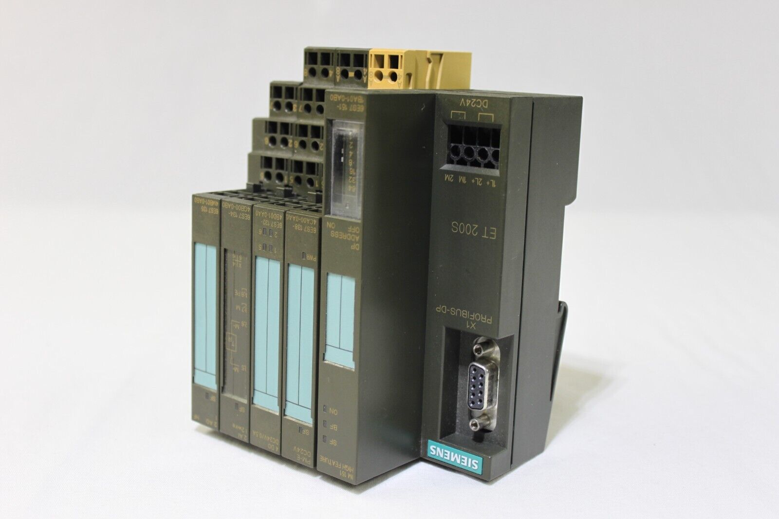 6ES7 151-1BA01-0AB0, Siemens ET200S rack with IM 151, PM-E, 4 DO, 2 AI, 2AO
