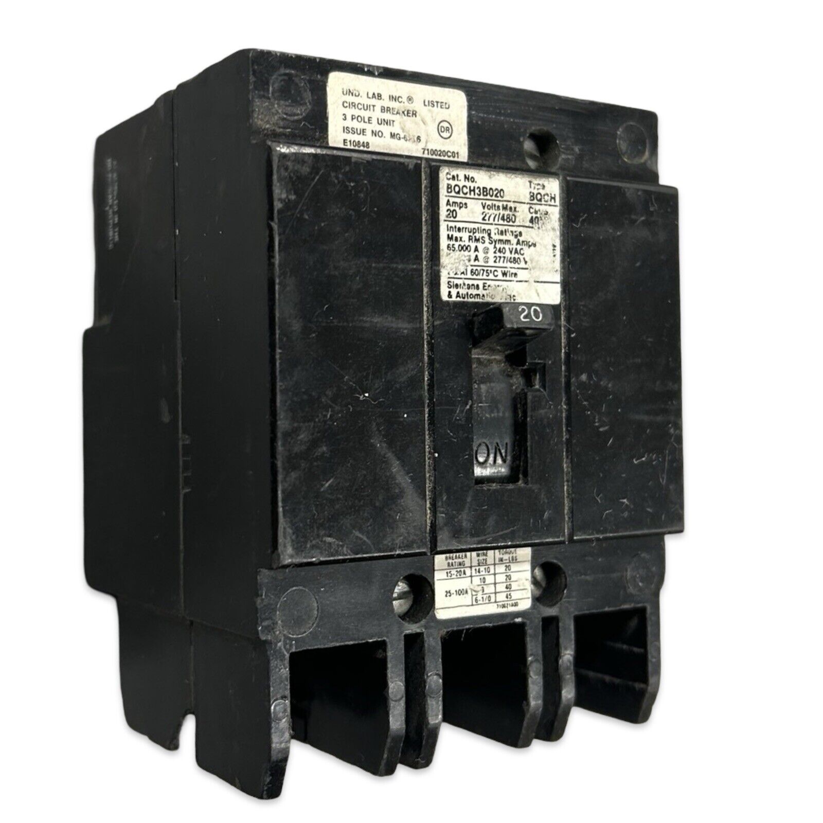 Siemens 3 Pole Circuit Breaker (BQCH3B020)