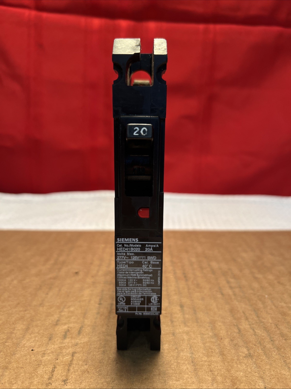 Siemens HED41B020 Type HED4 1 Pole 20 Amp Circuit Breaker