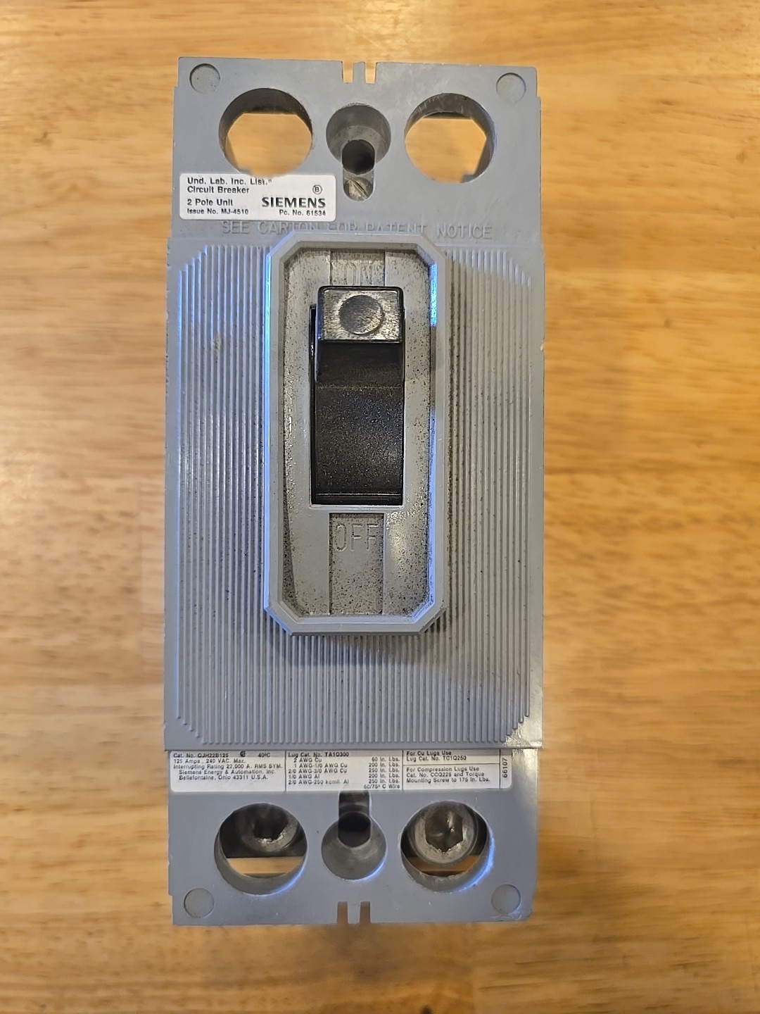 Siemens | QJH22B125 | Circuit Breaker Used