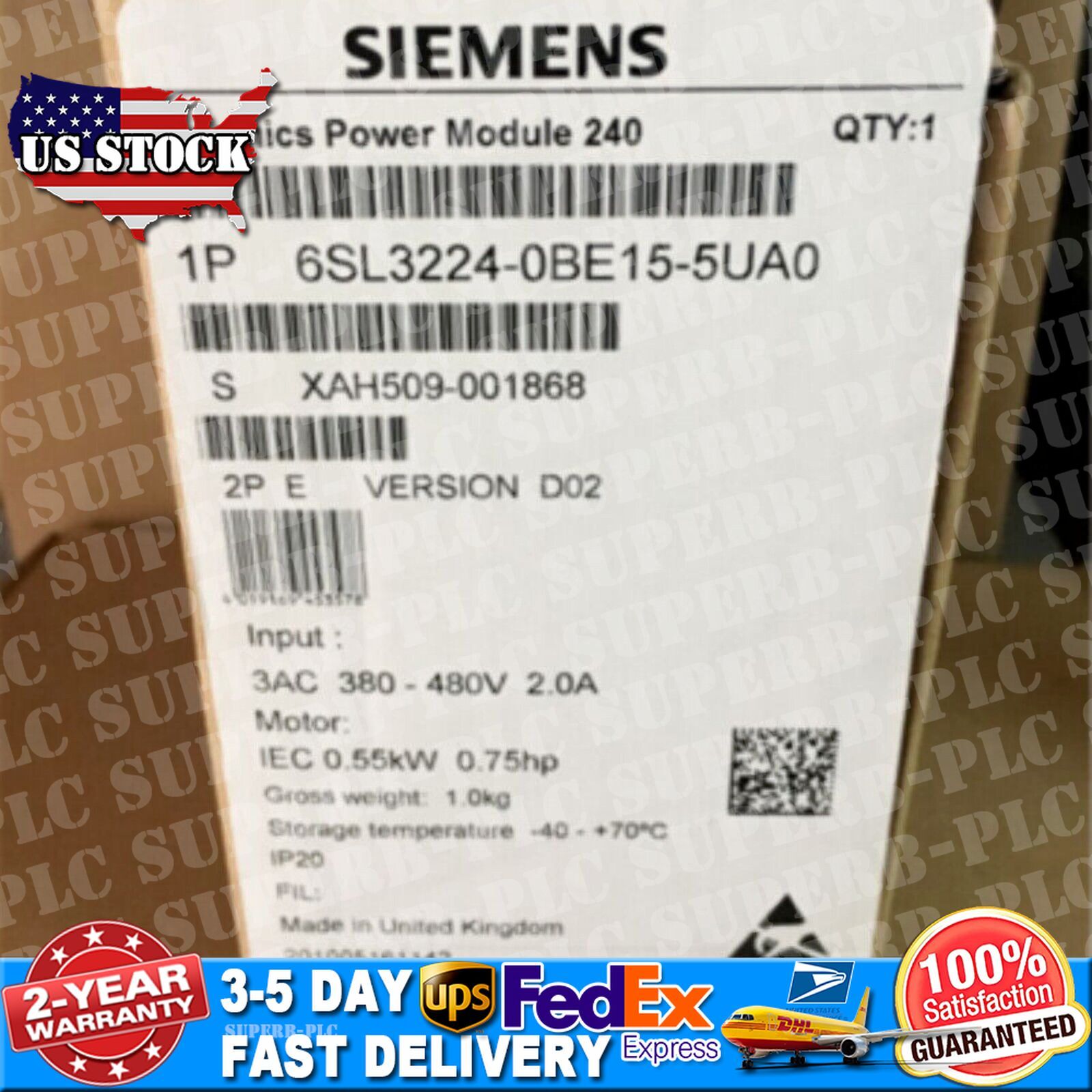 New Siemens 6SL3224-0BE15-5UA0 6SL3 224-0BE15-5UA0 G120 PM 240 Power Module