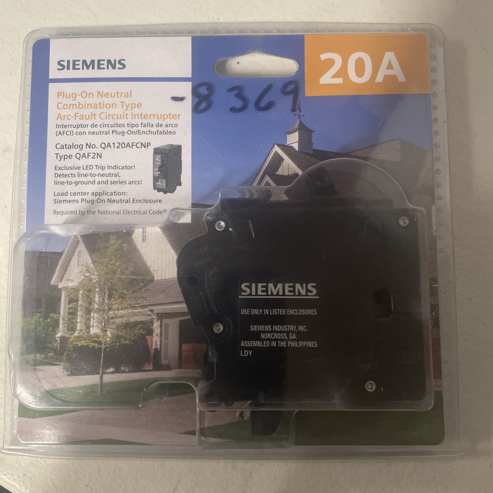 Siemens QA120AFCNP 20 Amp 1-Pole Combination Type AFCI Plug-On Neutral QAF2N