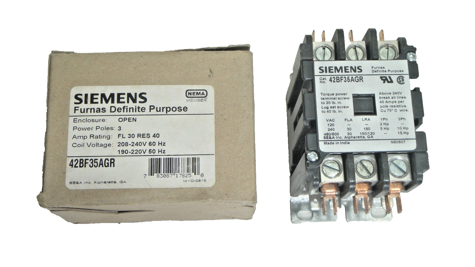 Siemens Furnas 42BF35AGR Definite Purpose Contactor SHIPS IN 24 HOURS FREE