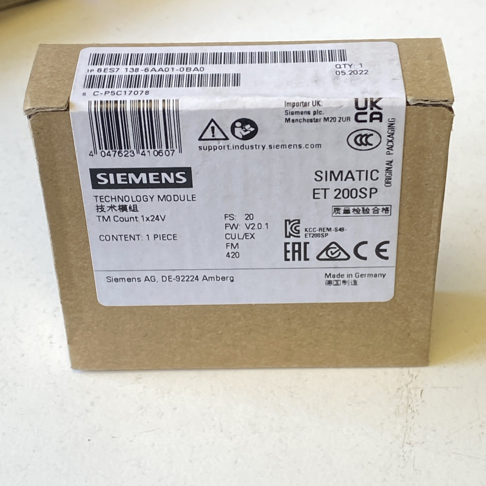 Siemens 6ES7 138-6AA01-0BA0 Simatic ET200SP Counter Module " Nip "