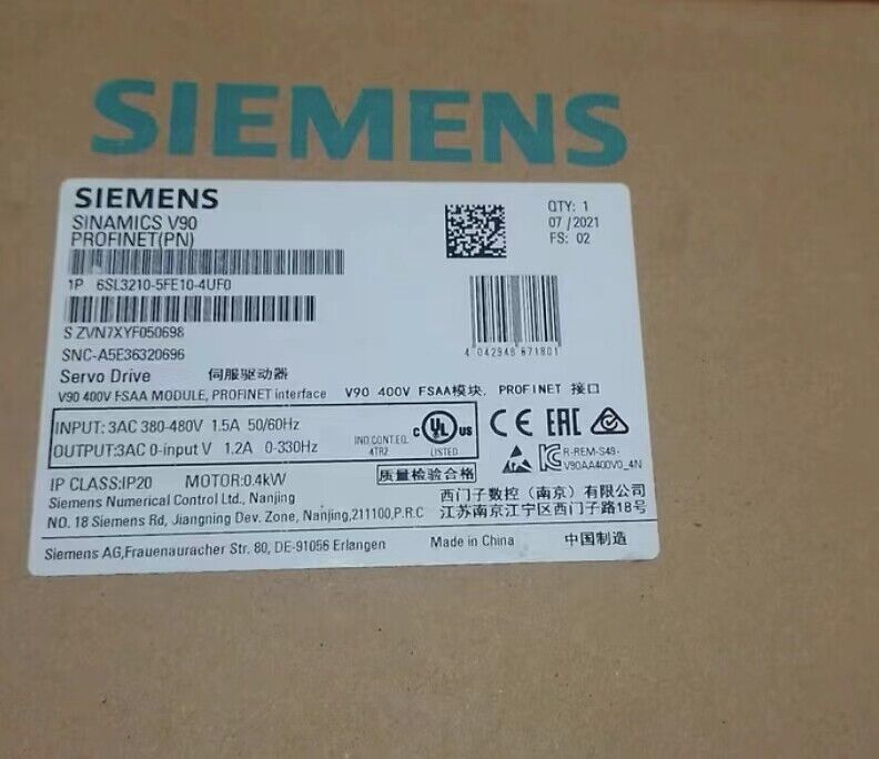 New Factory Sealed 6SL3 210-5FE10-4UF0 SIEMENS Servo Driver 6SL3210-5FE10-4UF0
