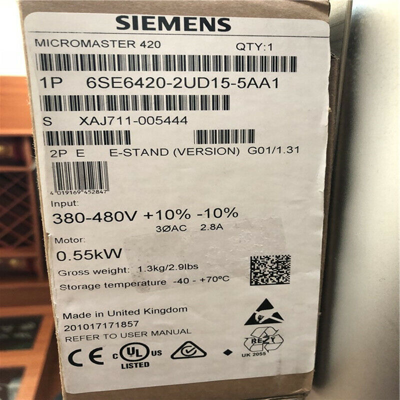 New Siemens 6SE6 420-2UD15-5AA1 6SE6420-2UD15-5AA1 MICROMASTER420 without filter