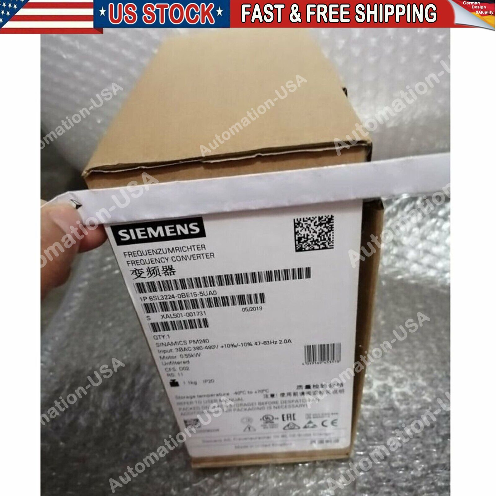 New Siemens 6SL3224-0BE15-5UA0 G120 PM 240 Power Module 6SL3 224-0BE15-5UA0