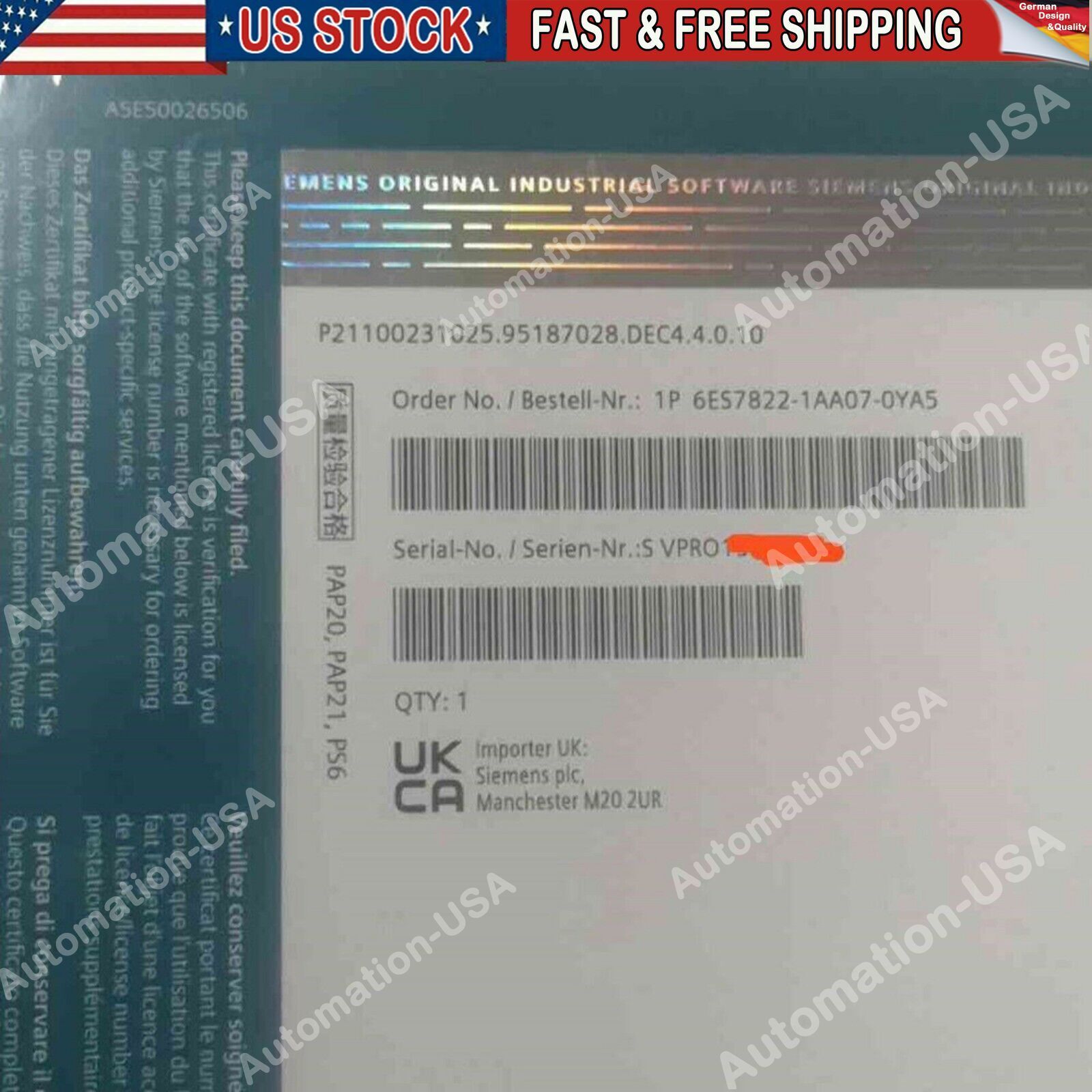 New Siemens 6ES7822-1AA07-0YA5 STEP 7 Professional V17 6ES7 822-1AA07-0YA5