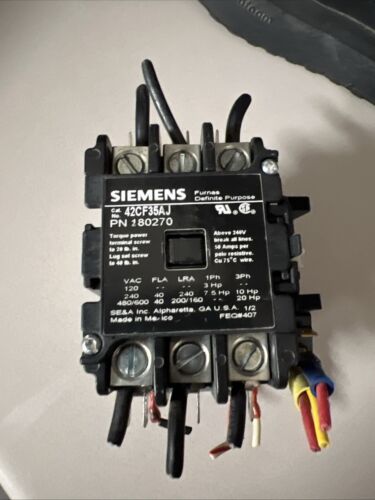 Siemens 42CF35AJ 40A, 24V, 3-Pole Definite Purpose Contactor - Black