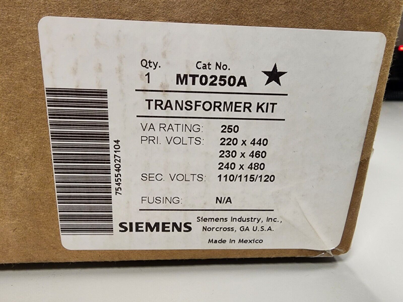 Siemens MT0250A Transformer kit