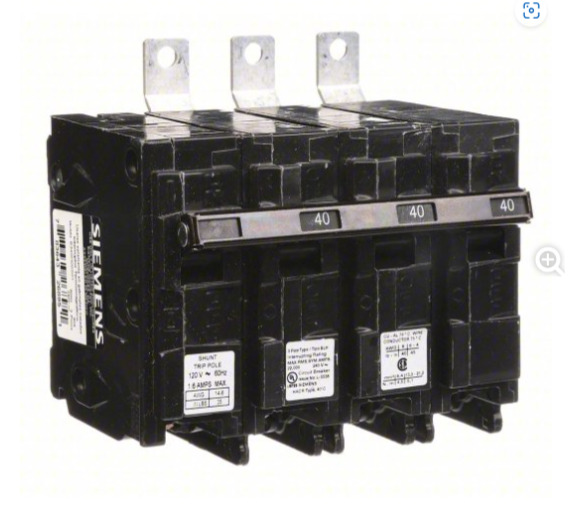 SIEMENS B340H00S01 40A 3-POLE SHUNT TRIP CIRCUIT BREAKER