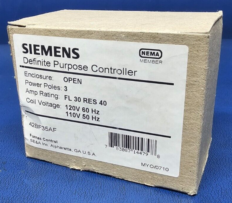 New in Open Box Siemens 42BF35AF Definite Purpose Contactor 120v-ac 30a Amp 15hp