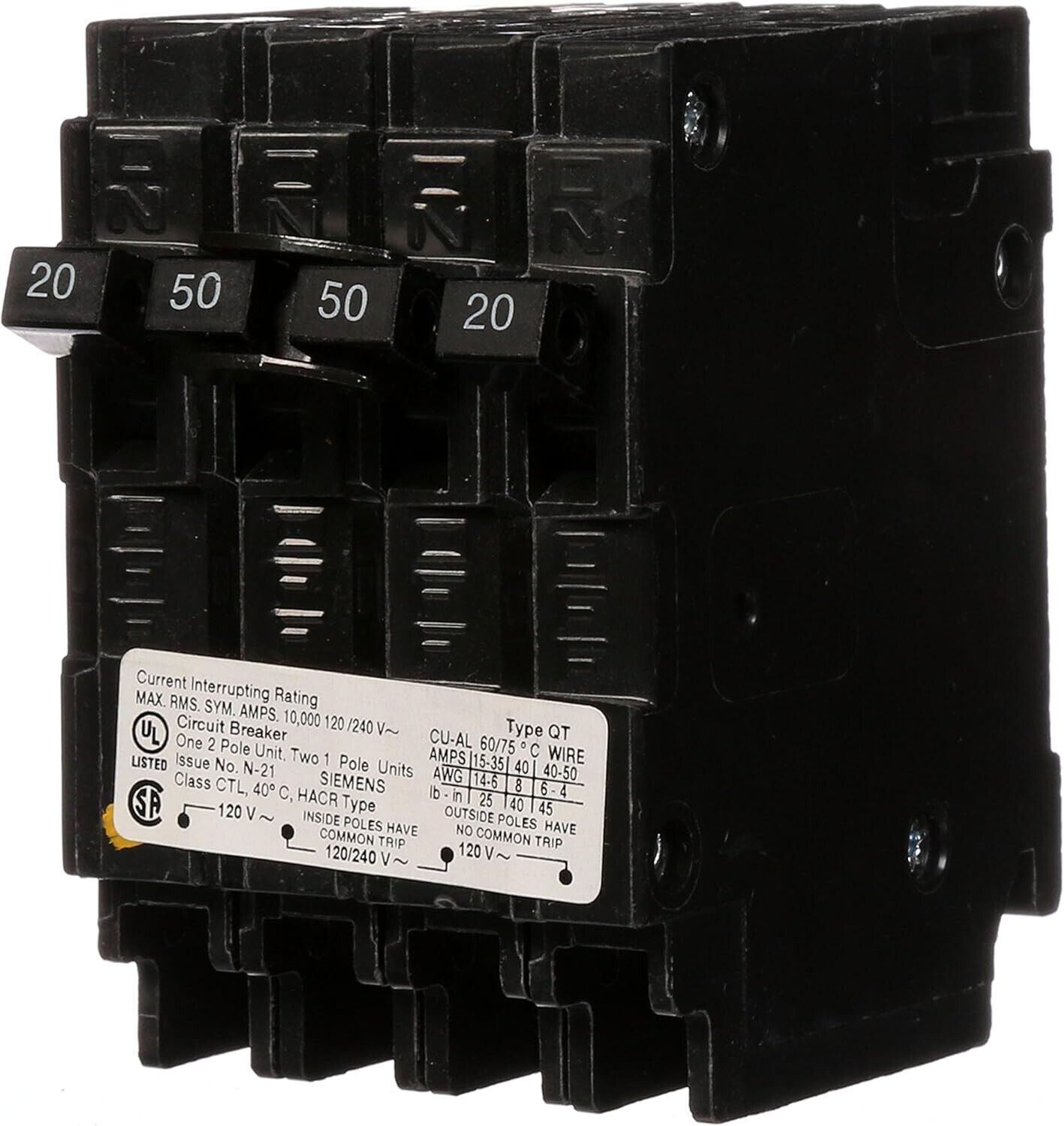 BRAND NEW SIEMENS Q22050CT 50A Double, Two 20-A Single Pole Circuit Breaker
