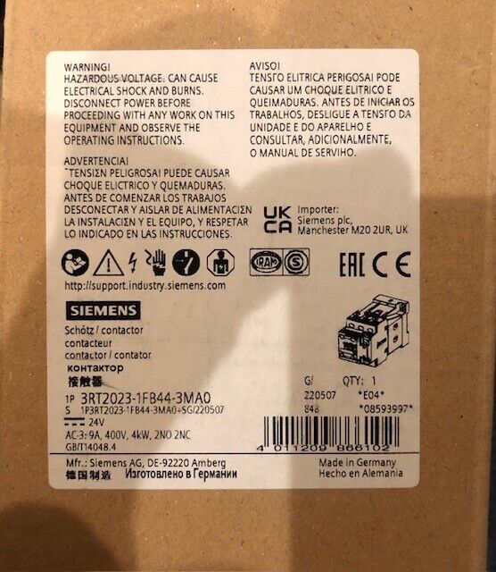 SIEMENS 3RT2023-1FB44-3MA0 / 3RT20231FB443MA0 POWER CONTACTOR NEW IN BOX