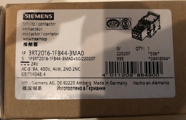 Siemens  3RT2016-1FB44-3MA0 POWER CONTACTOR NEW IN BOX!