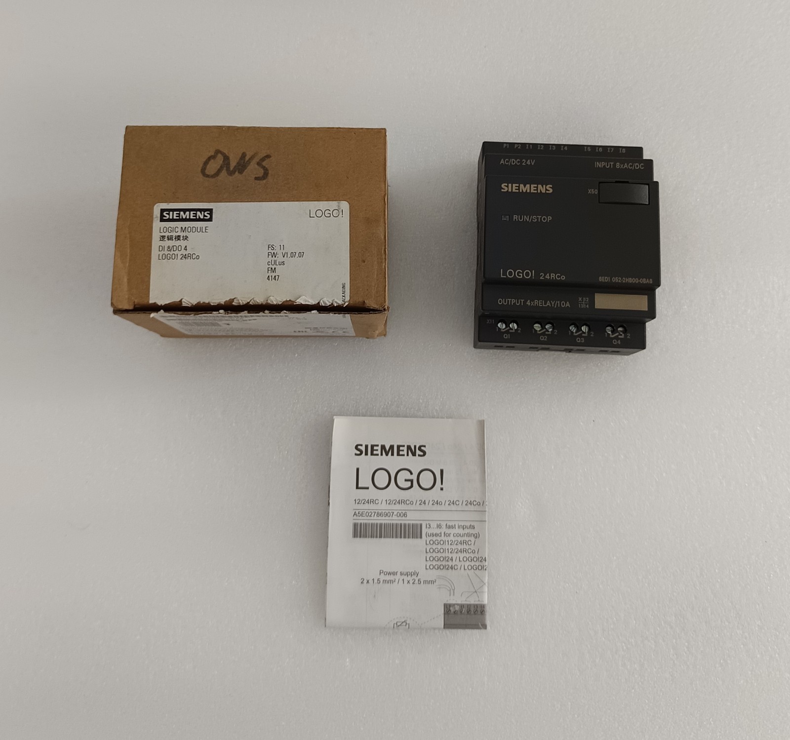 SIEMENS  6ED1 052-2HB00-0BA6  LOGO  24RCo  LOGIC  MODULE  AC/DC  24V