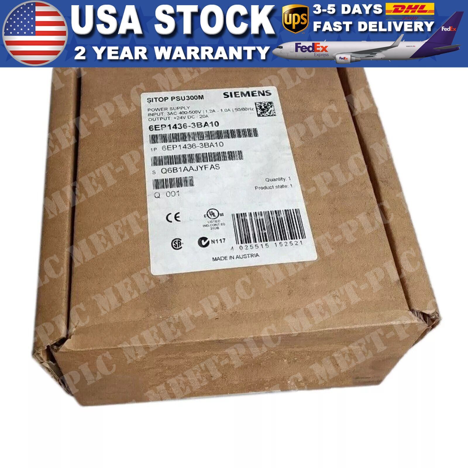 New Siemens 6EP1436-3BA10 SITOP PSU300M Stabilized Power Supply 6EP1 436-3BA10
