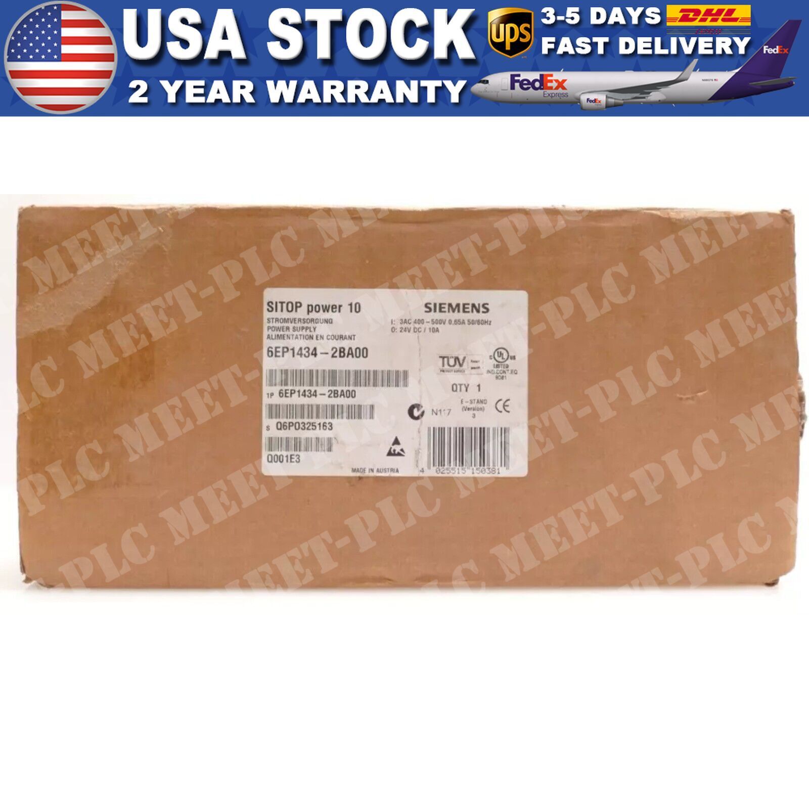 New Siemens 6EP1434-2BA00  SITOP Power DC 24V/10A Power Supply 6EP1 434-2BA00