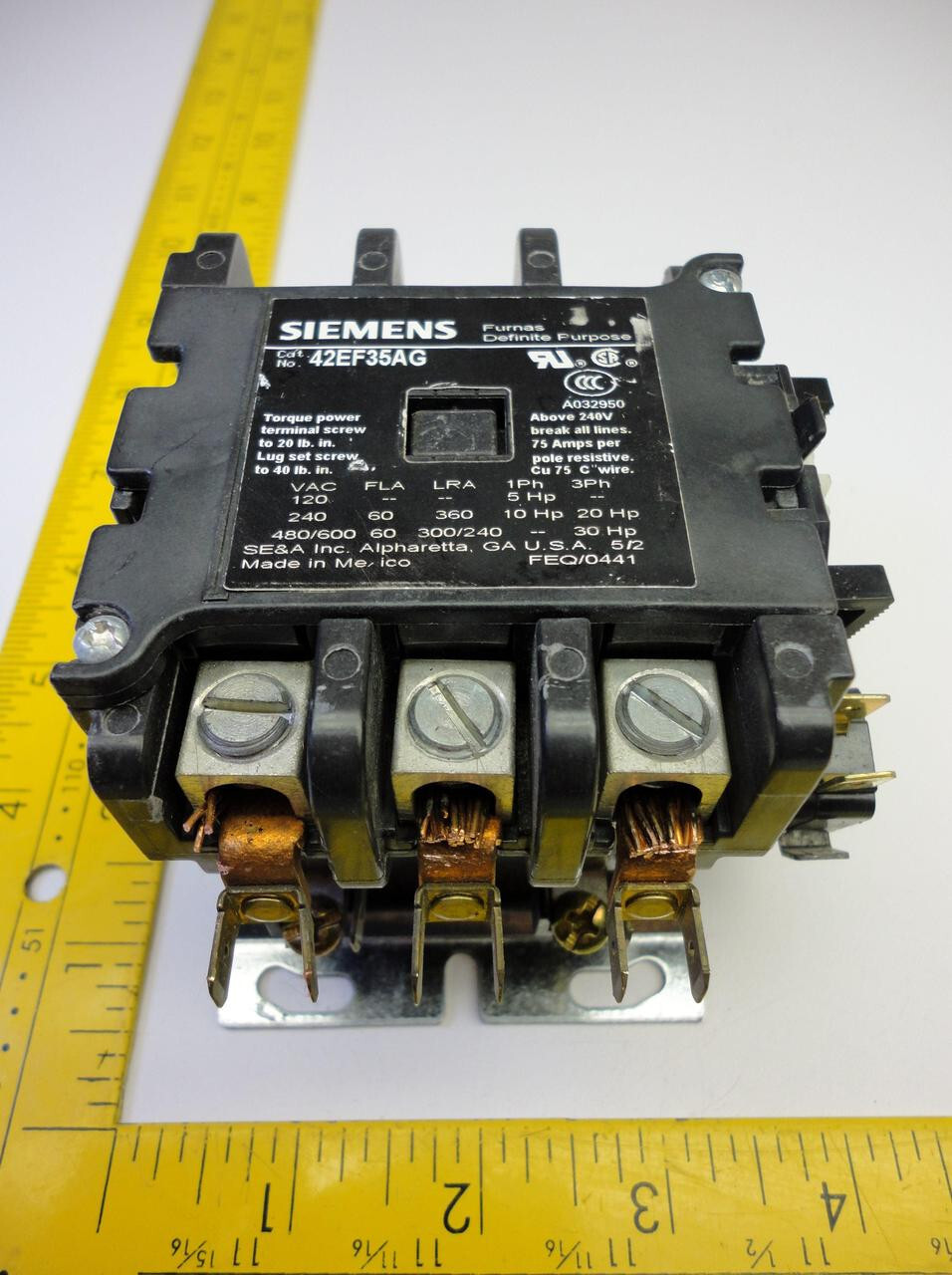 SIEMENS 42EF35AG CONTACTOR 20-240V/60HZ 190-220V/50Z T14677
