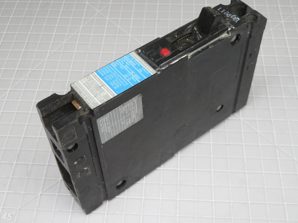 SIEMENS ED41B020 TYPE ED4 CIRCUIT BREAKER 20 AMP 244-125 VDC SWD T195402