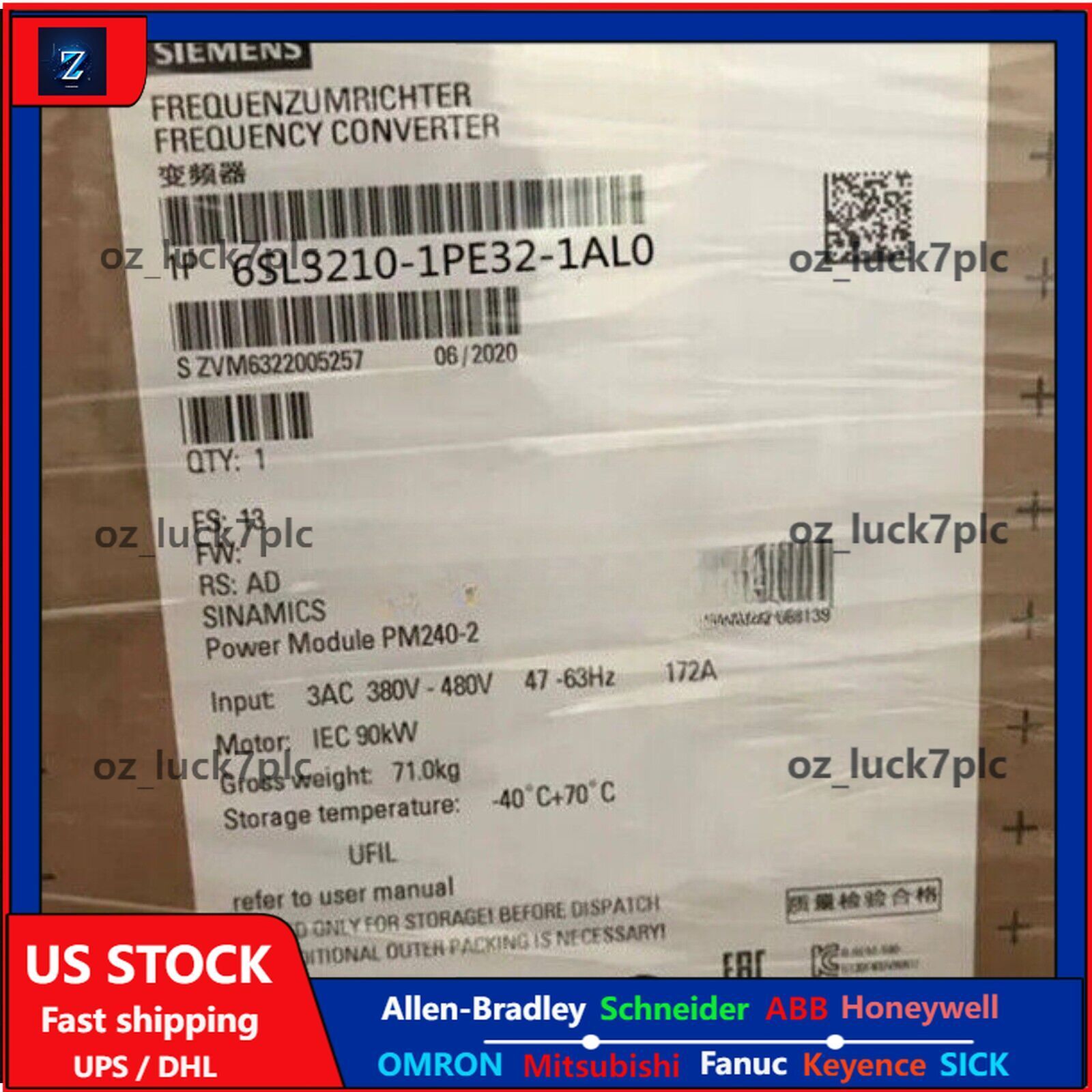 New Siemens 6SL3210-1PE32-1AL0 6SL32101PE321AL0 G120 POWER MODULE PM240-2
