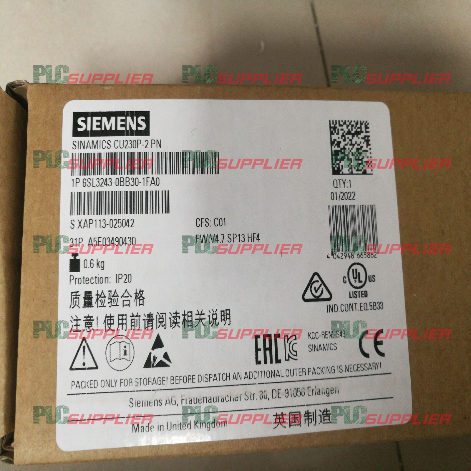 NEW in Box Siemens G120/G120P 6SL3243-0BB30-1FA0