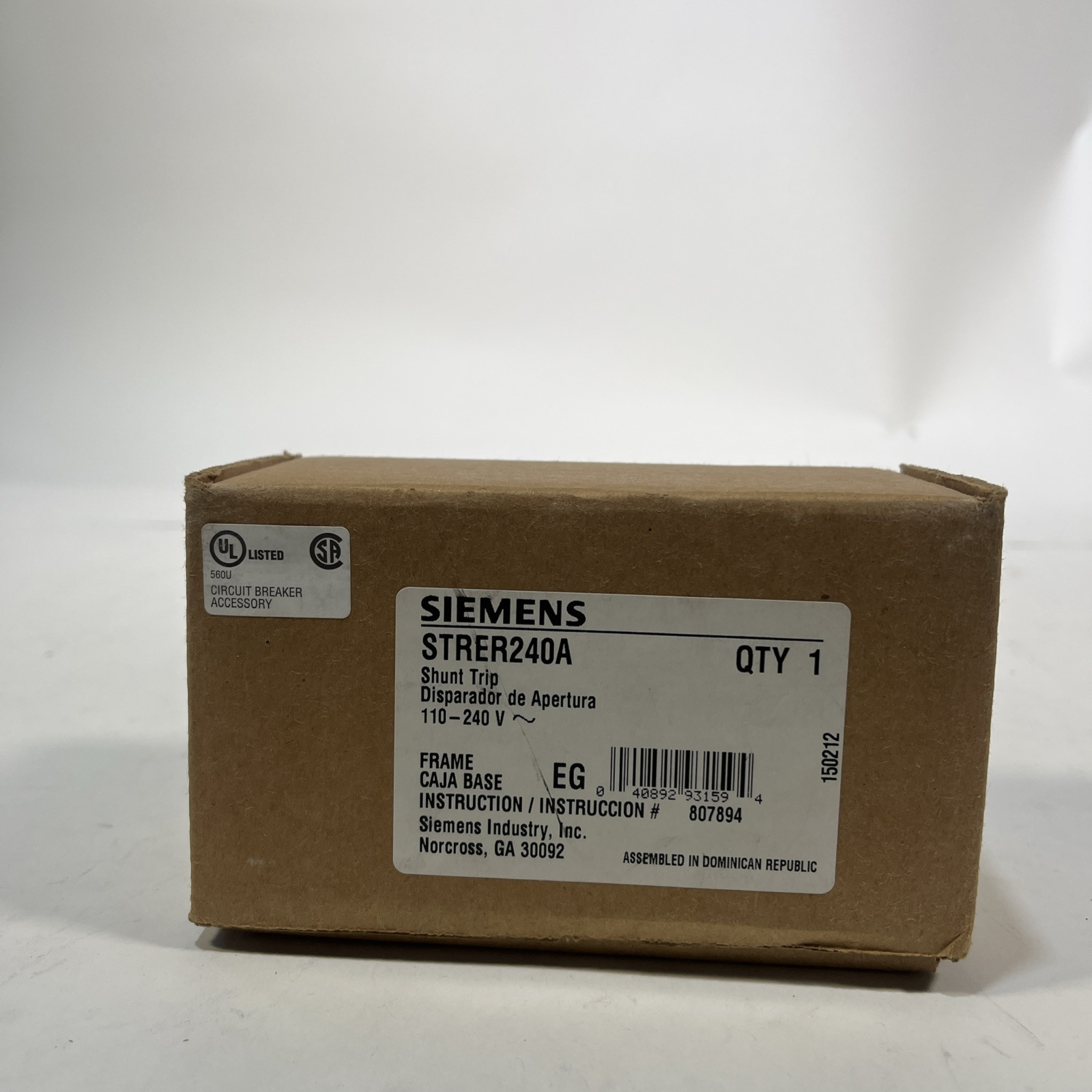 Siemens STRER240A Shunt Trip 110-240VAC