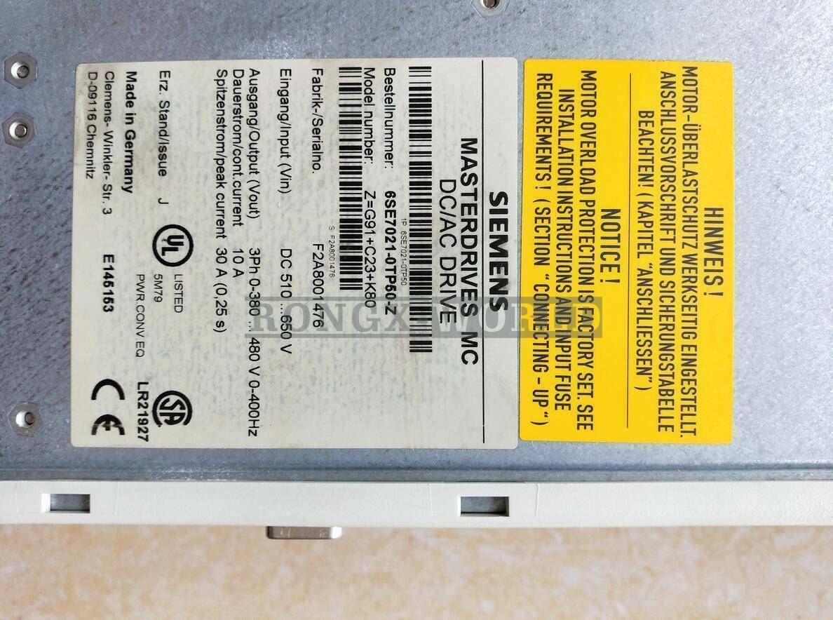 1PCS USED SIEMENS 6SE7021-0TP50-Z Z=G91+C23+K80