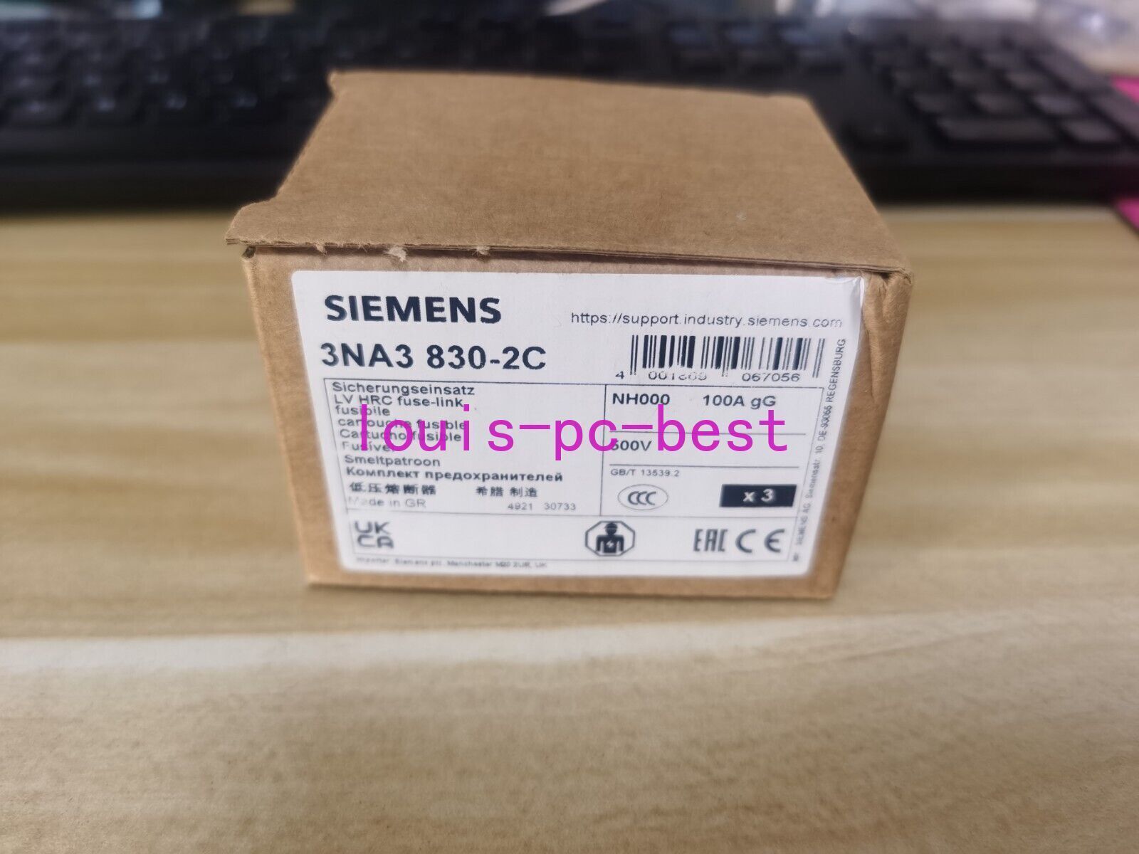 3PCS/1Box New Siemens 3NA3830-2C 3NA38302C Fuse 100A 500V In Box Brand