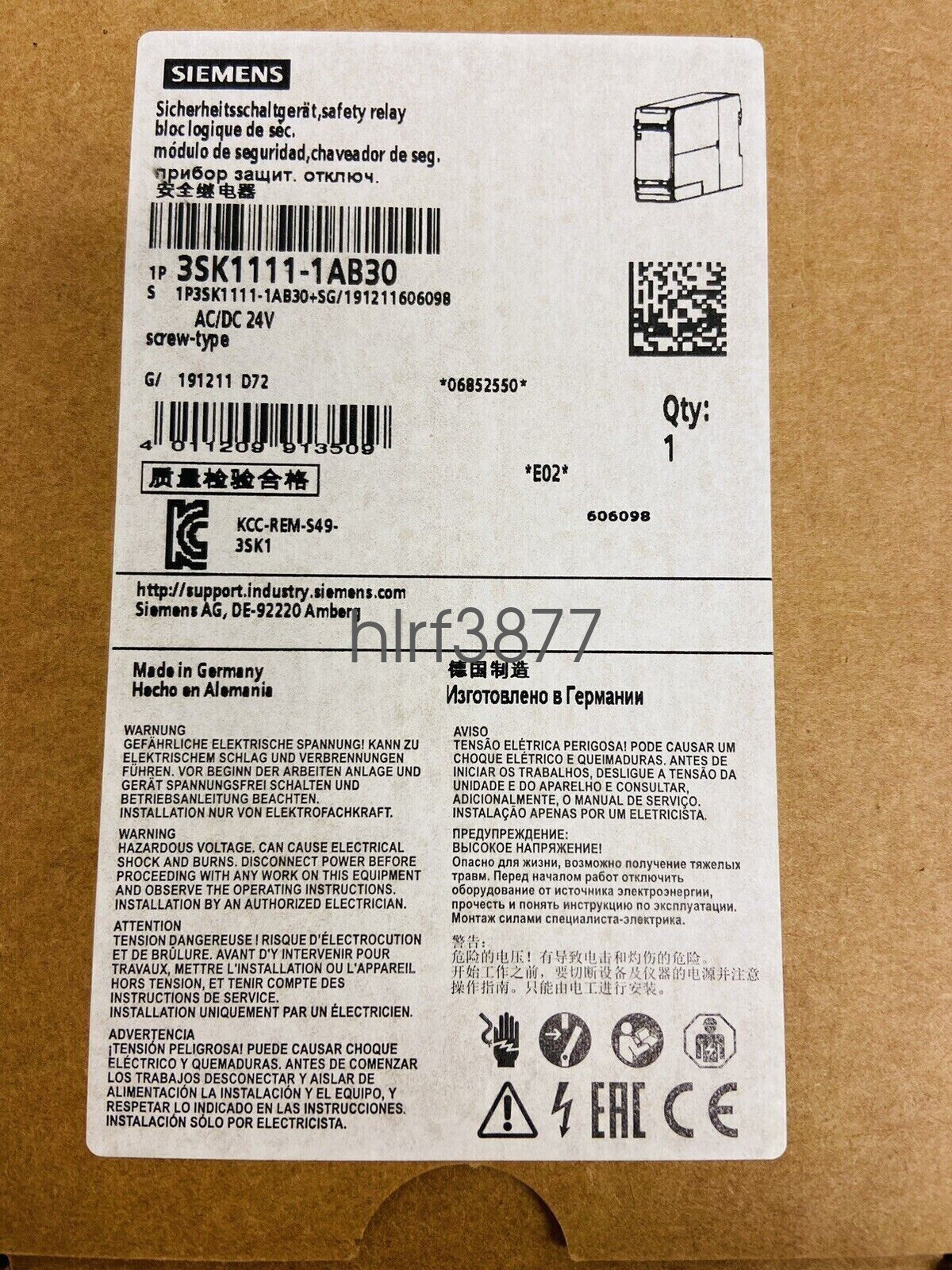 3SK1111-1AB30 1pc New Sealed Siemens SIRIUS Safety Relay 3SK1111-1AB30#HL