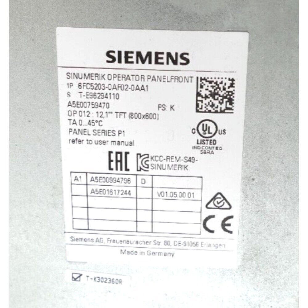New Siemens 6FC5203-0AF02-0AA1 6FC5 203-0AF02-0AA1 SINUMERIK operator panel