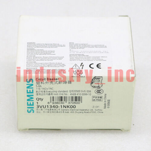 New in box Siemens 3VU1340-1NK00 Circuit Breaker 5-8A one year warranty #II