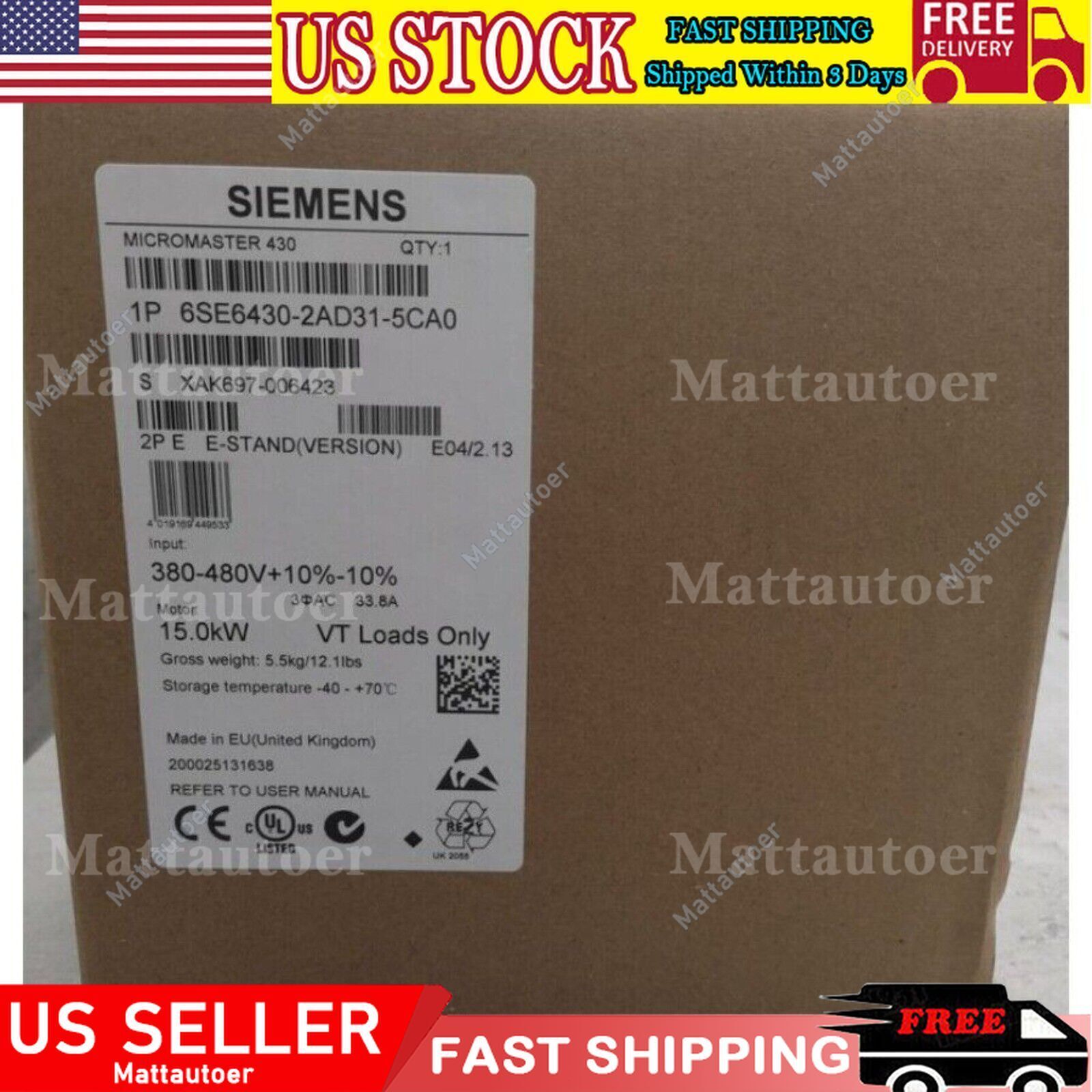 New Siemens 6SE6 430-2AD31-5CA0 6SE6430-2AD31-5CA0 MICROMASTER430 without filter