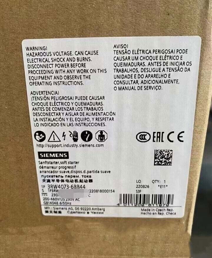 Brand New 1PCS SIEMENS 3RW4073-6BB44 SIRIUS Soft Starter Expedited Shipping
