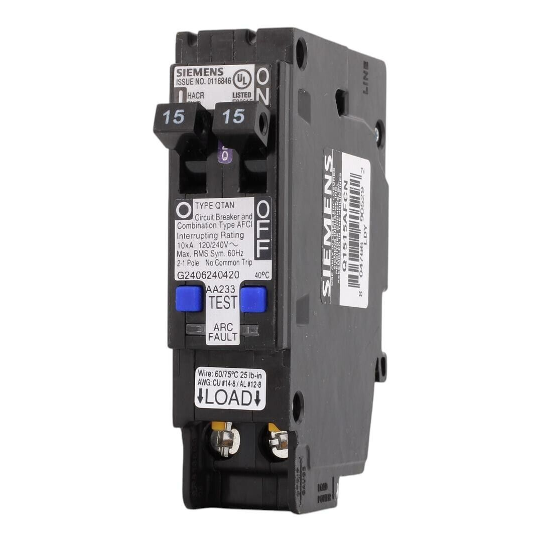 NEW Siemens Q1515AFCN Q1515AFCNP 1 Pole 15/15 A 120v Tandem AFCI Circuit Breaker
