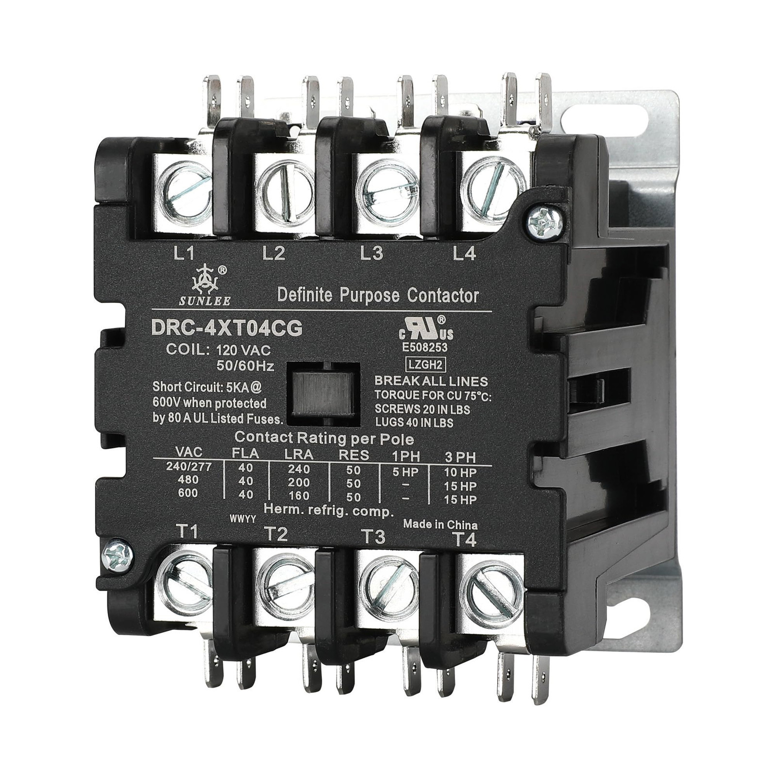 4 Pole 40 Amp 50 RES 120V Coil Contactor fits Siemens 42CF25AF Lighting Heati...