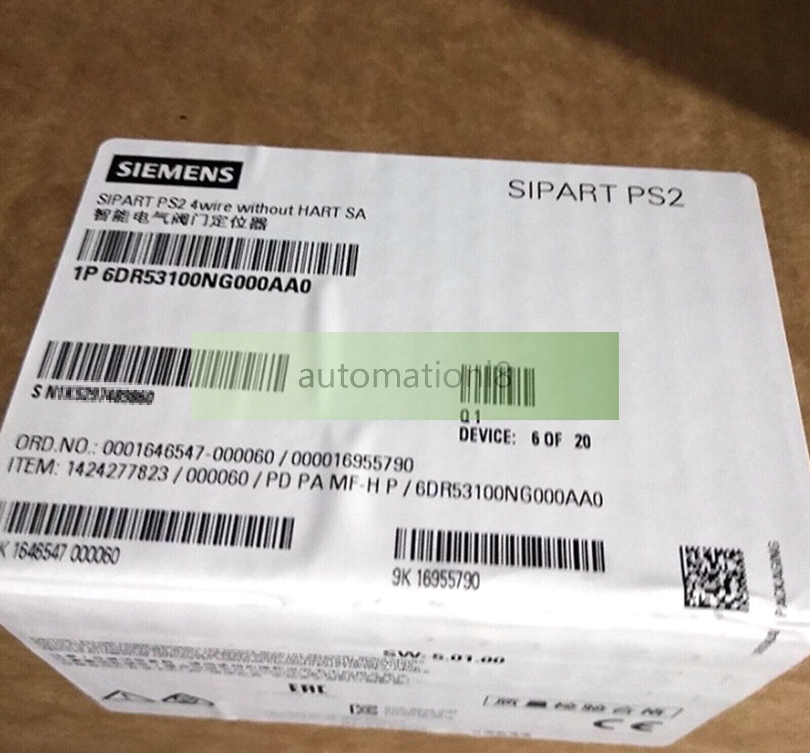 6DR5 310-0NG00-0AA0 NEW SIEMENS 6DR5310-0NG00-0AA0 SIPART PS2 Valve Positioner