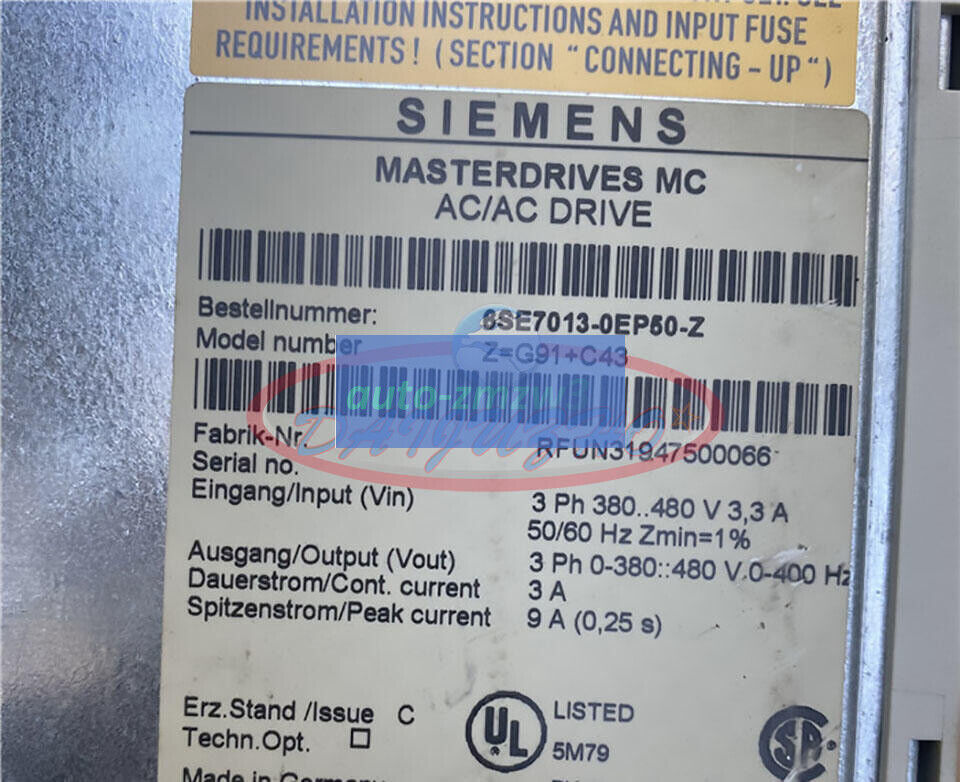 1PCS USED SIEMENS Main Drive 6SE7013-0EP50-Z Z=G91+C43