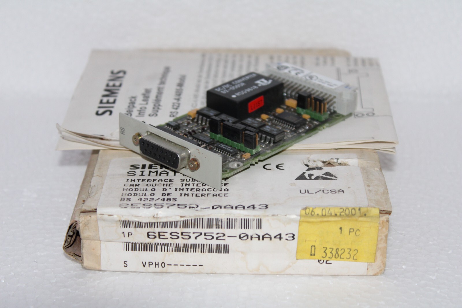 Siemens 6ES5752-0AA43 SIMATIC S5, Interface Module for CP 524 CP 544 & CPU 928B