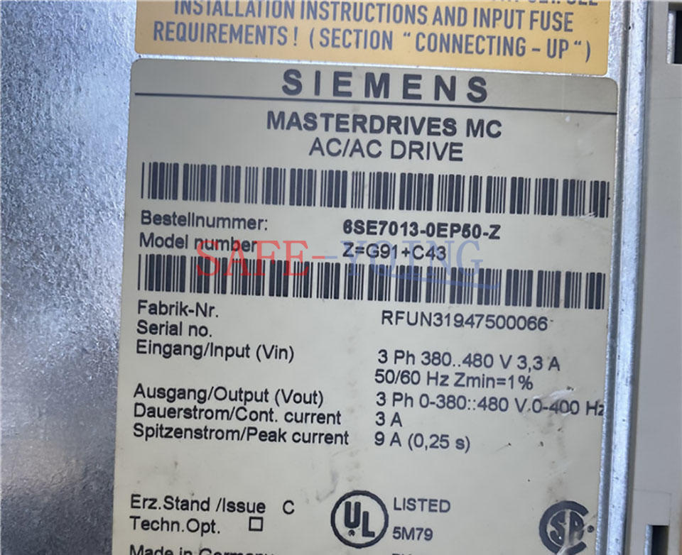1PCS USED SIEMENS Main Drive 6SE7013-0EP50-Z Z=G91+C43