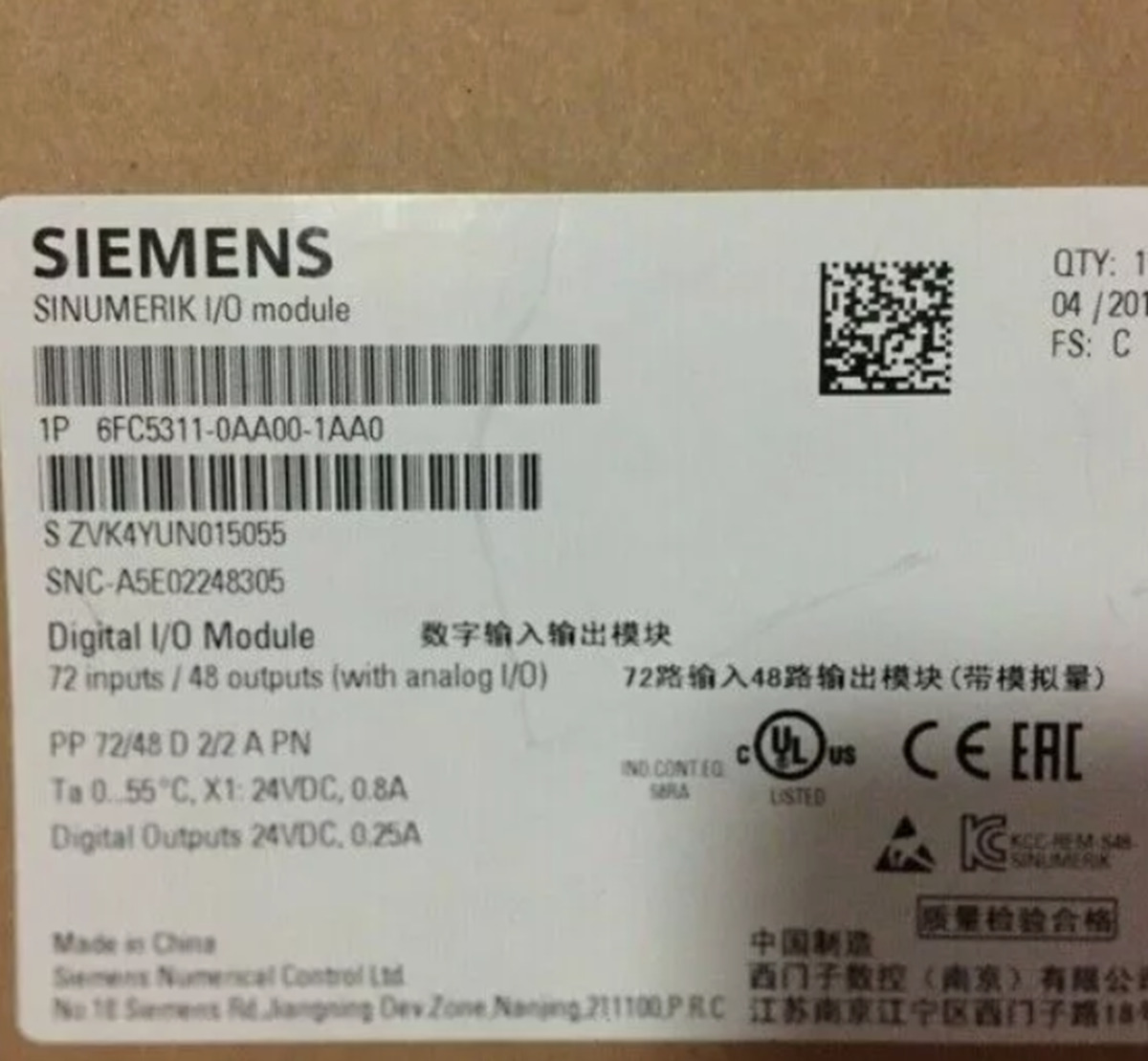 NEW Siemens 6FC5311-0AA00-1AA0 I/O MODULE