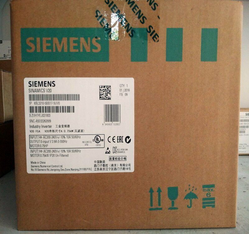 1PC New Siemens Inverter 6SL3 210-5BB17-5UV0 220V 0.75KW free shipping