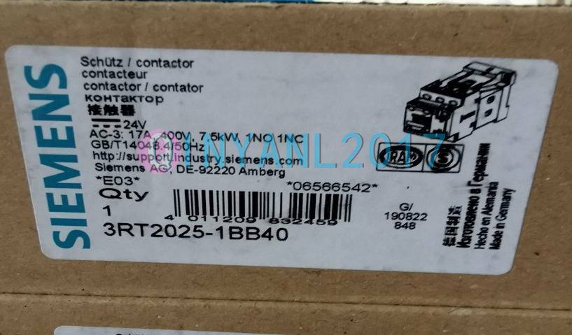 1PCS NEW Siemens 3RT2025-1BB40 DC24V Contactor
