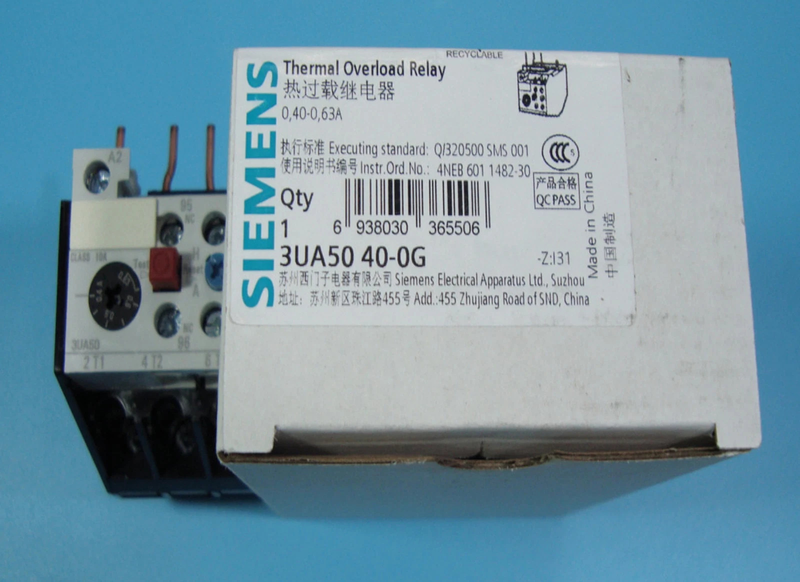 1PC NEW FOR SIEMENS Thermal overload relay 3UA5040-0G 0.4-0.63A