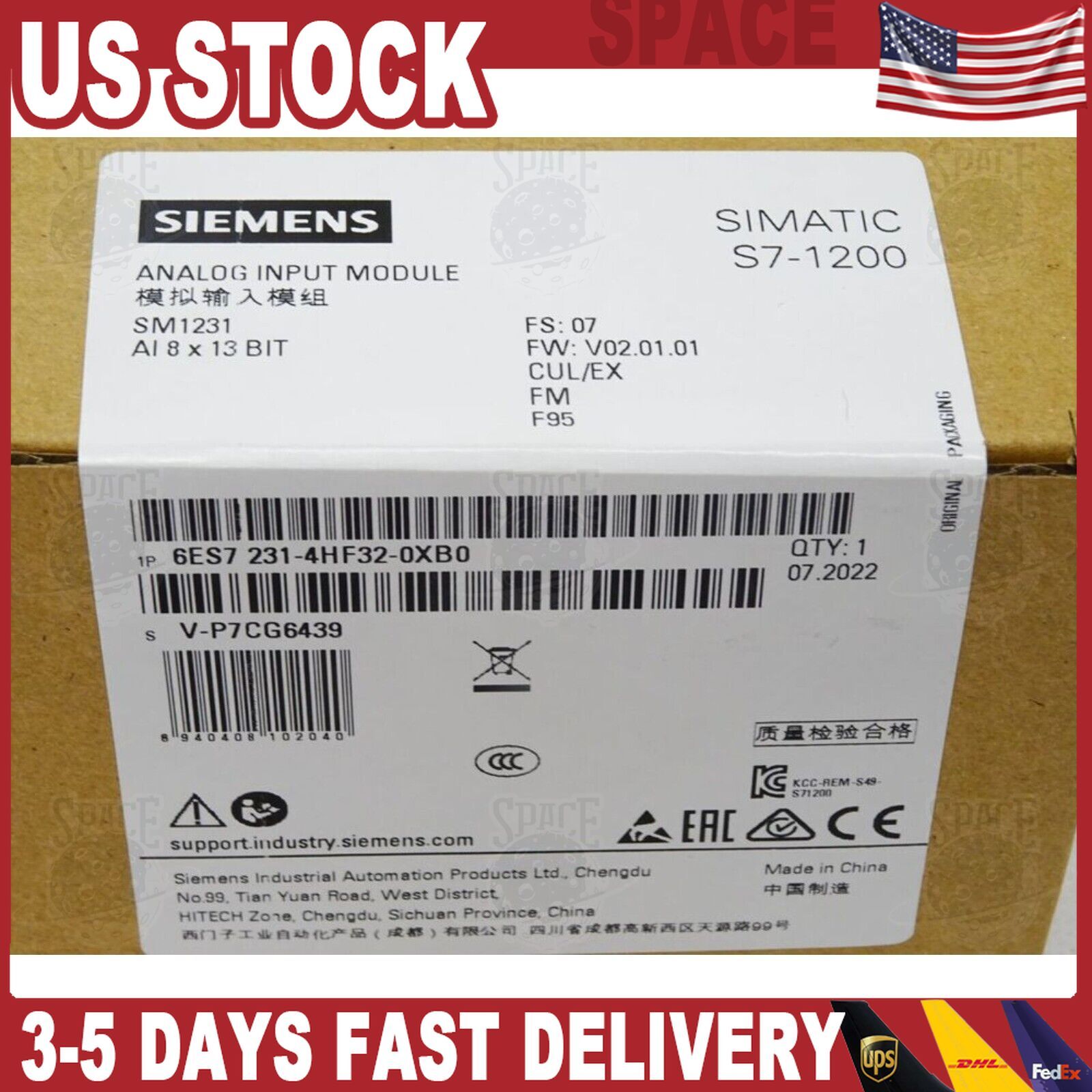 New Siemens 6ES7 231-4HF32-0XB0 6ES7231-4HF32-0XB0 S7-1200 Analog input SM 1231