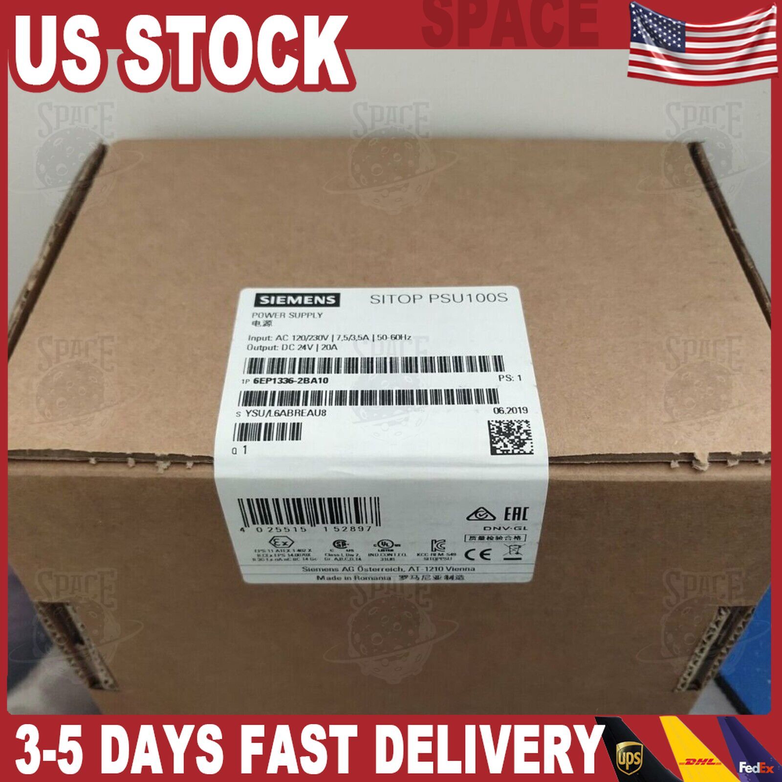 New Siemens 6EP1 336-2BA10 6EP1336-2BA10 SITOP PSU100S 20A Power Supply