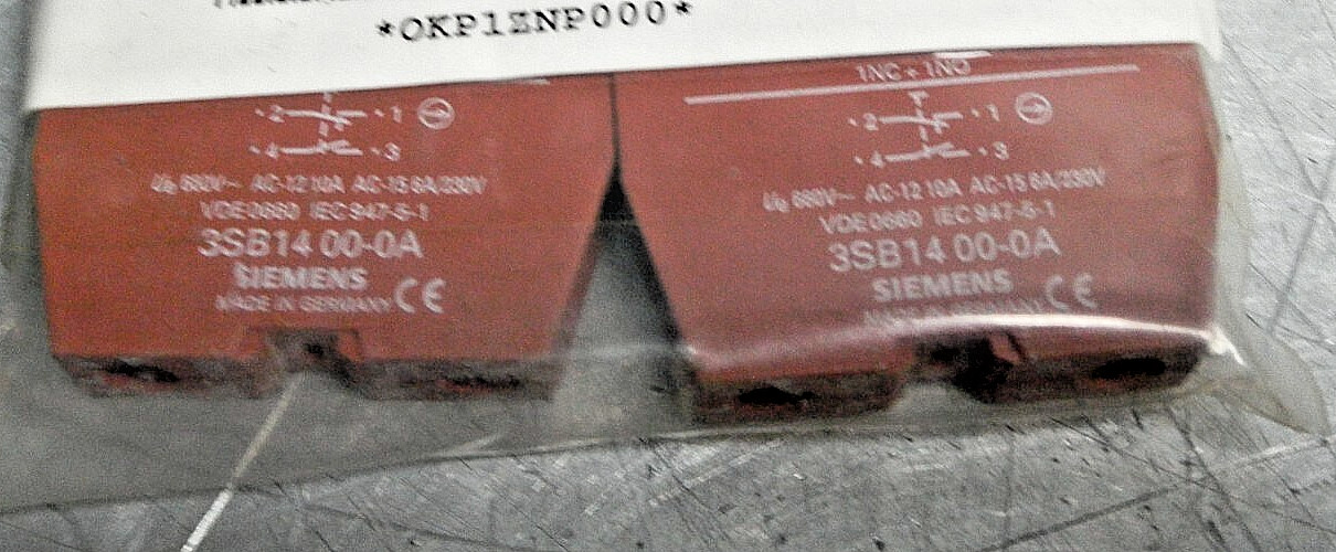SIEMENS 3SB1400-0A CONTACT BLOCK 10A LOT/2