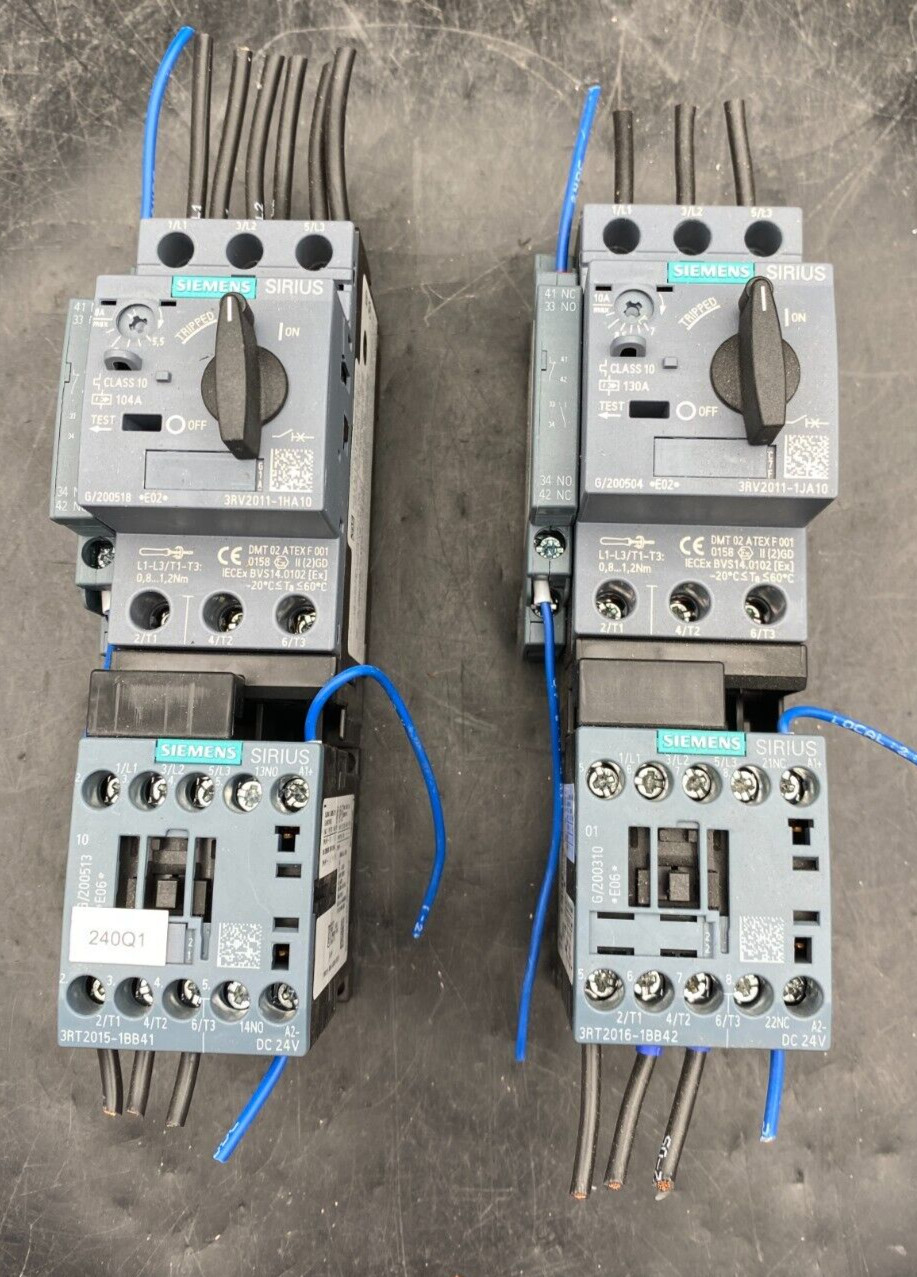 SIEMENS 3RV2011-1HA10 + 3RT2015-1BB41 CIRCUIT BREAKER x2pc