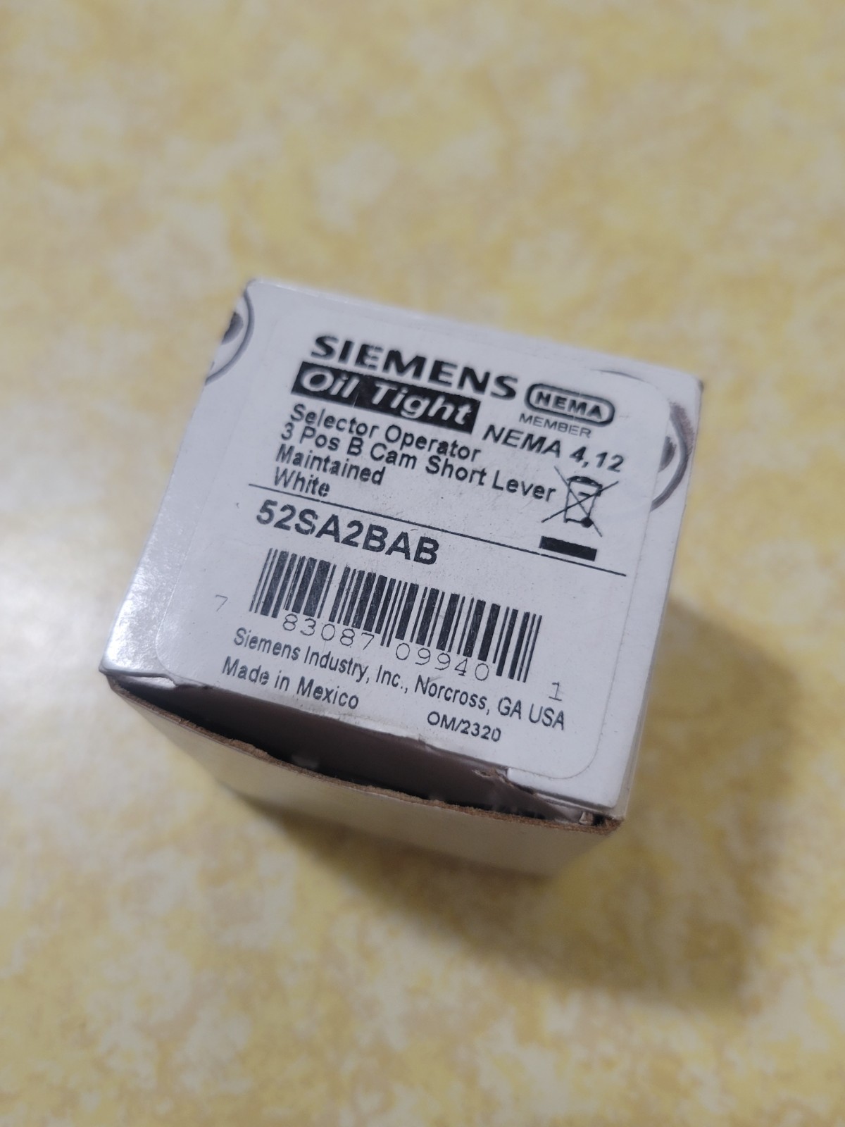 FURNAS SIEMENS 52SA2BAB 3 Position Maintained Selector Switch B CAM 
